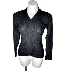 Peruvian Connection Womens Knit Sweater X Small Black Pullover Slim Fit Alpaca